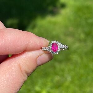 Ruby and white zircon Ring